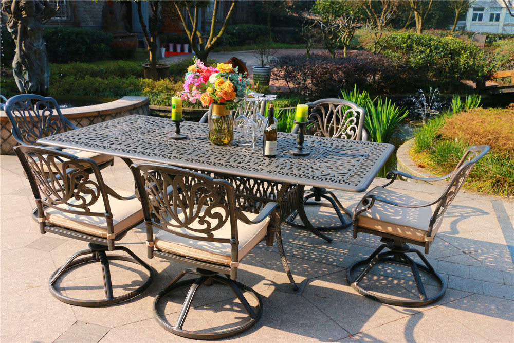 7-Piece 84" Aluminum Outdoor/Patio Dining Set with Cushions