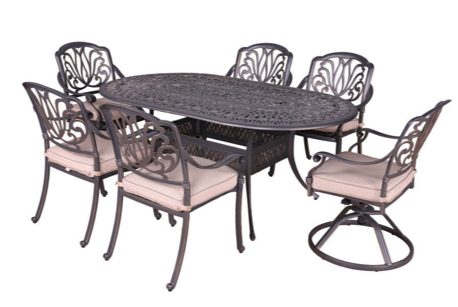 7-Piece 84" Aluminum Outdoor/Patio Dining Set with Cushions
