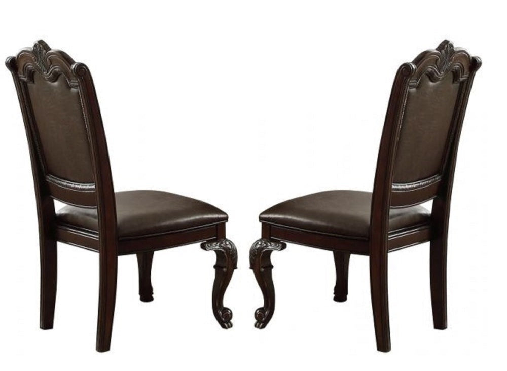 Solid Wood Hand Carved Traditional Style, Kiera Side Chair, Set of 2