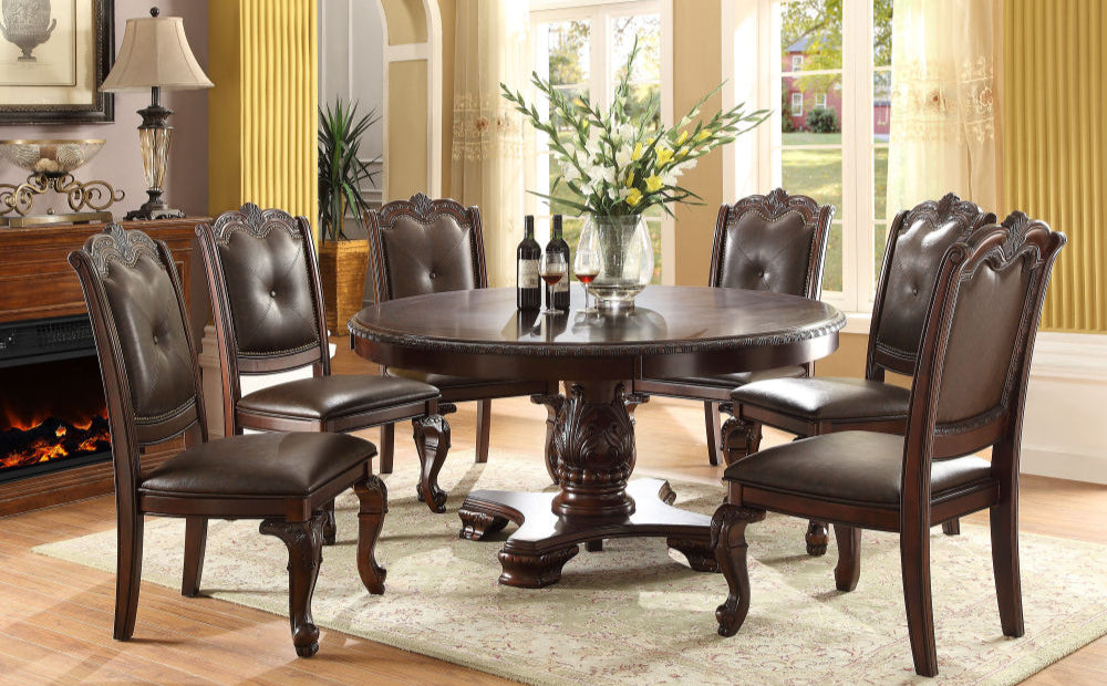 Solid Wood Hand Carved Traditional Style, Kiera Side Chair, Set of 2