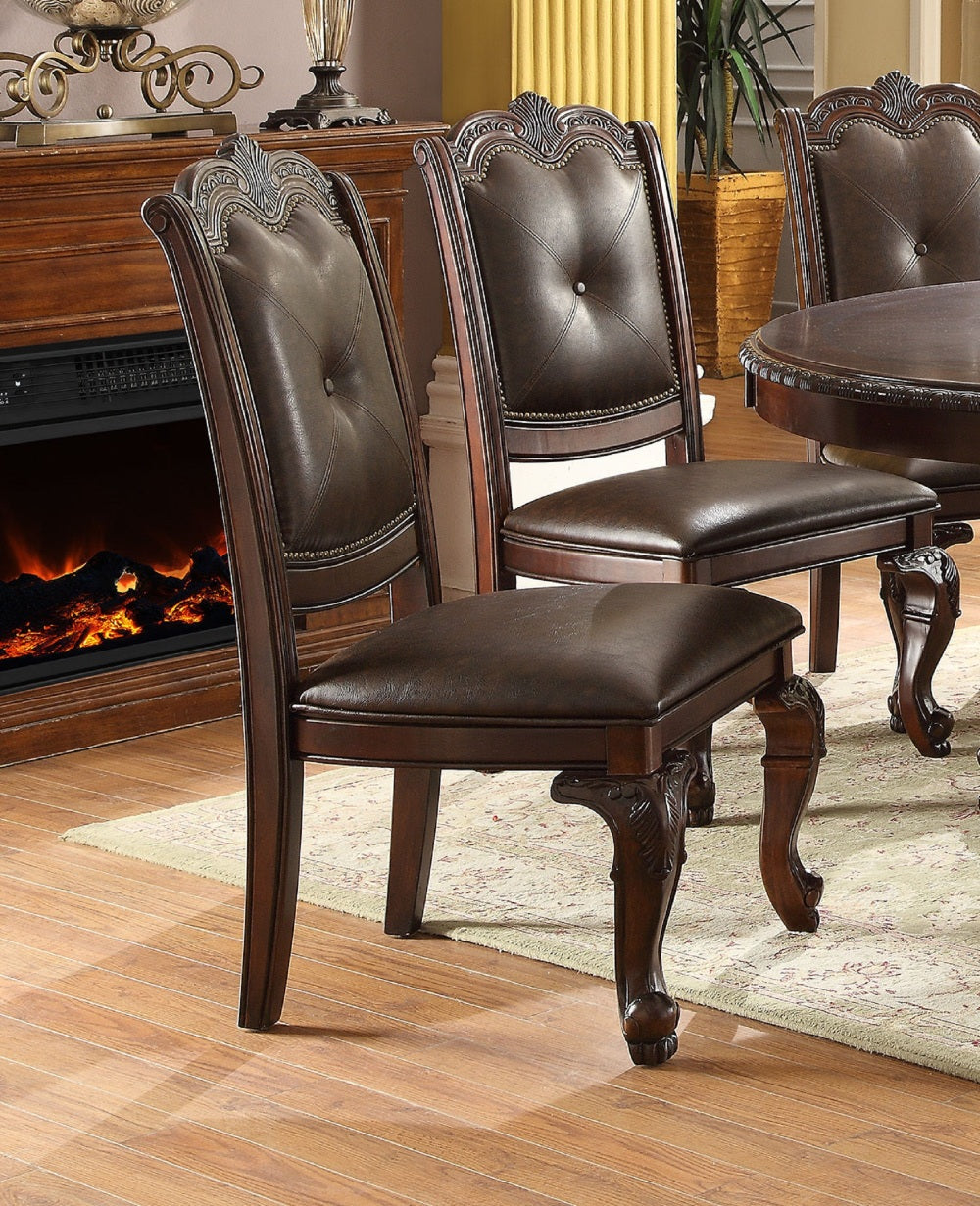 Solid Wood Hand Carved Traditional Style, Kiera Side Chair, Set of 2