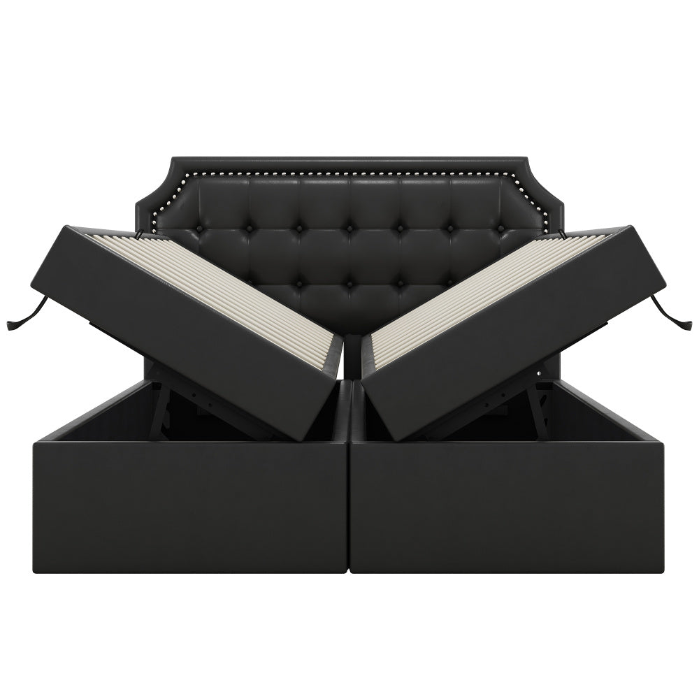 140x200 cm Upholstered Double Bed with Hydraulic Lift-Up Storage