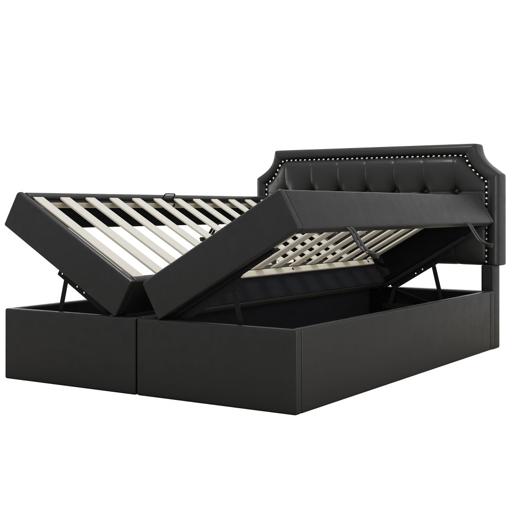 140x200 cm Upholstered Double Bed with Hydraulic Lift-Up Storage