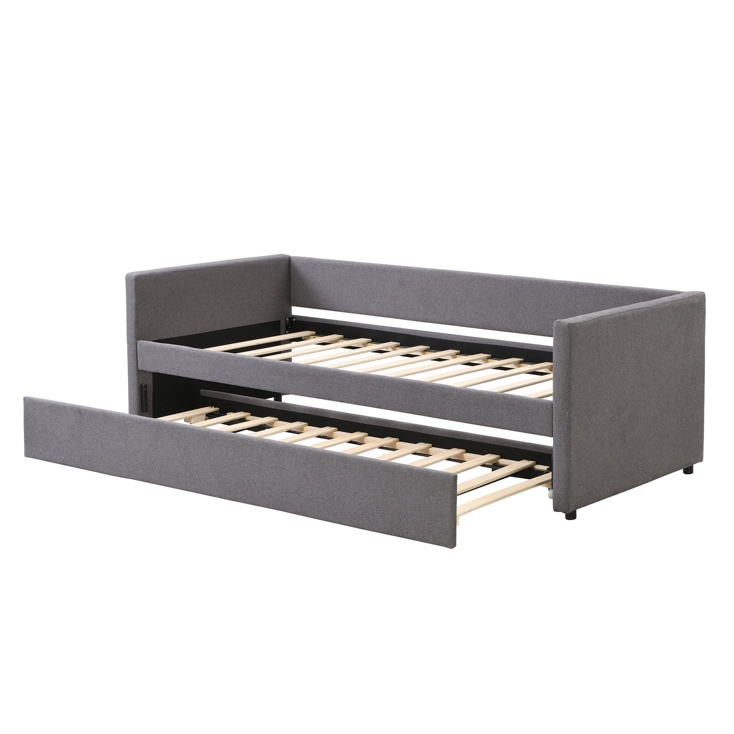 90x200 cm Upholstered Sofa Bed with Pull-Out Trundle Bed