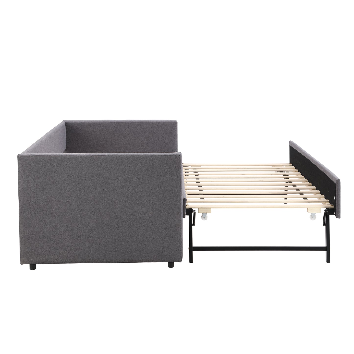 90x200 cm Upholstered Sofa Bed with Pull-Out Trundle Bed