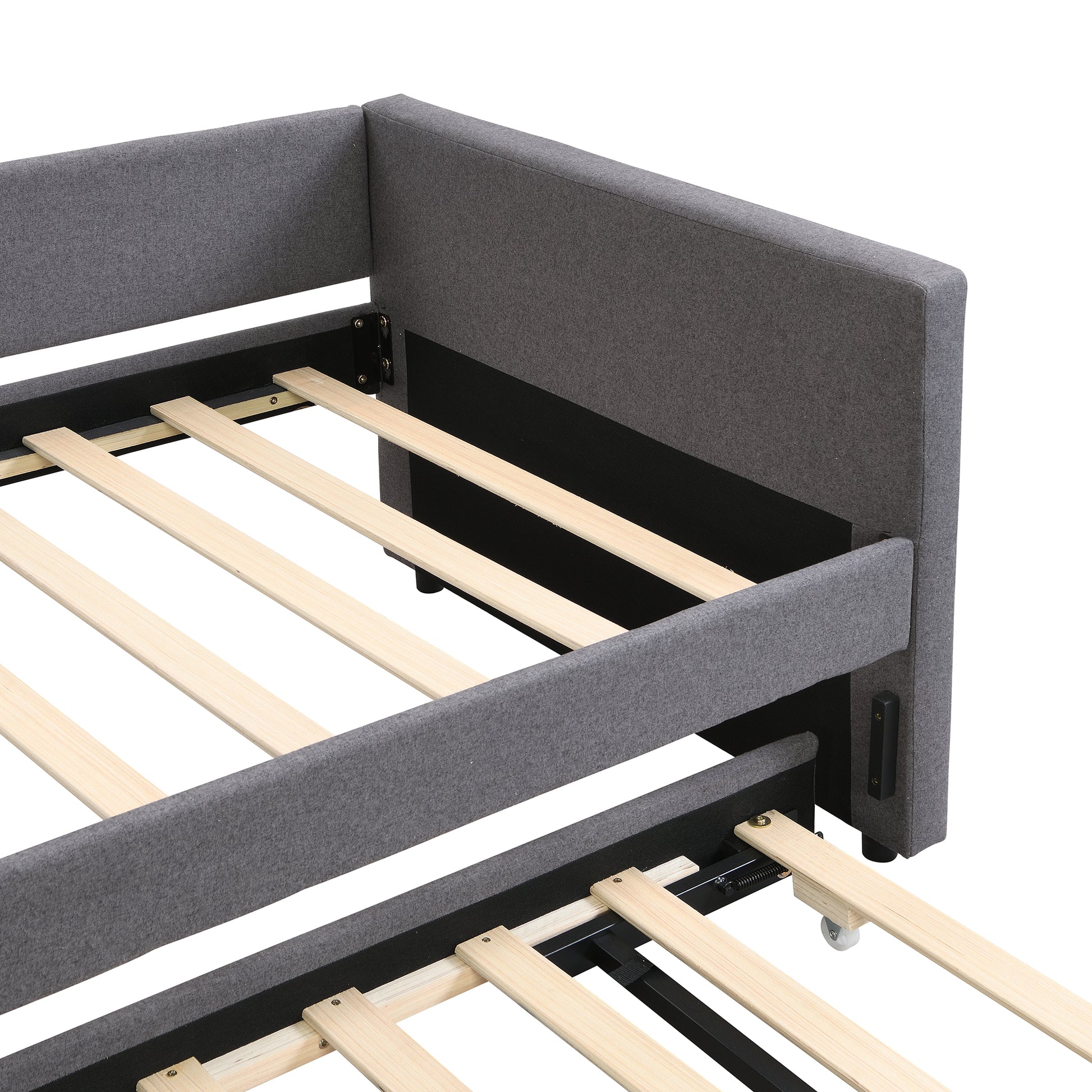 90x200 cm Upholstered Sofa Bed with Pull-Out Trundle Bed