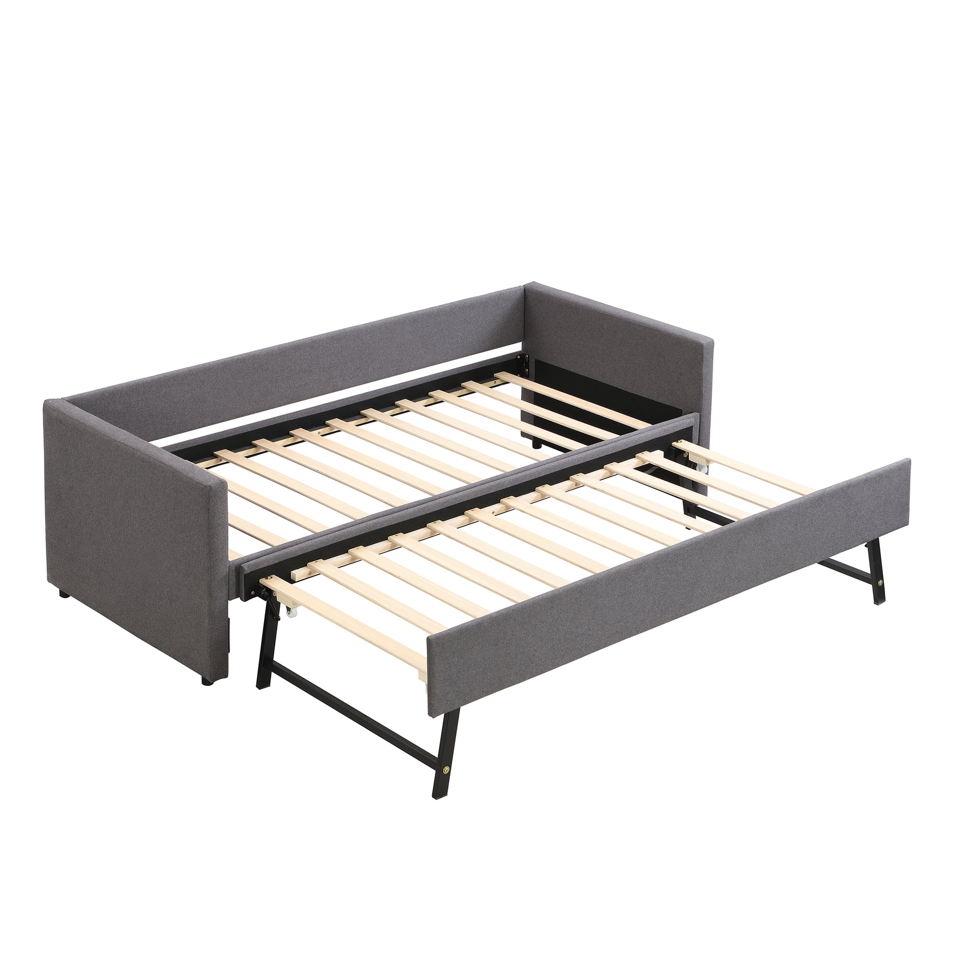 90x200 cm Upholstered Sofa Bed with Pull-Out Trundle Bed