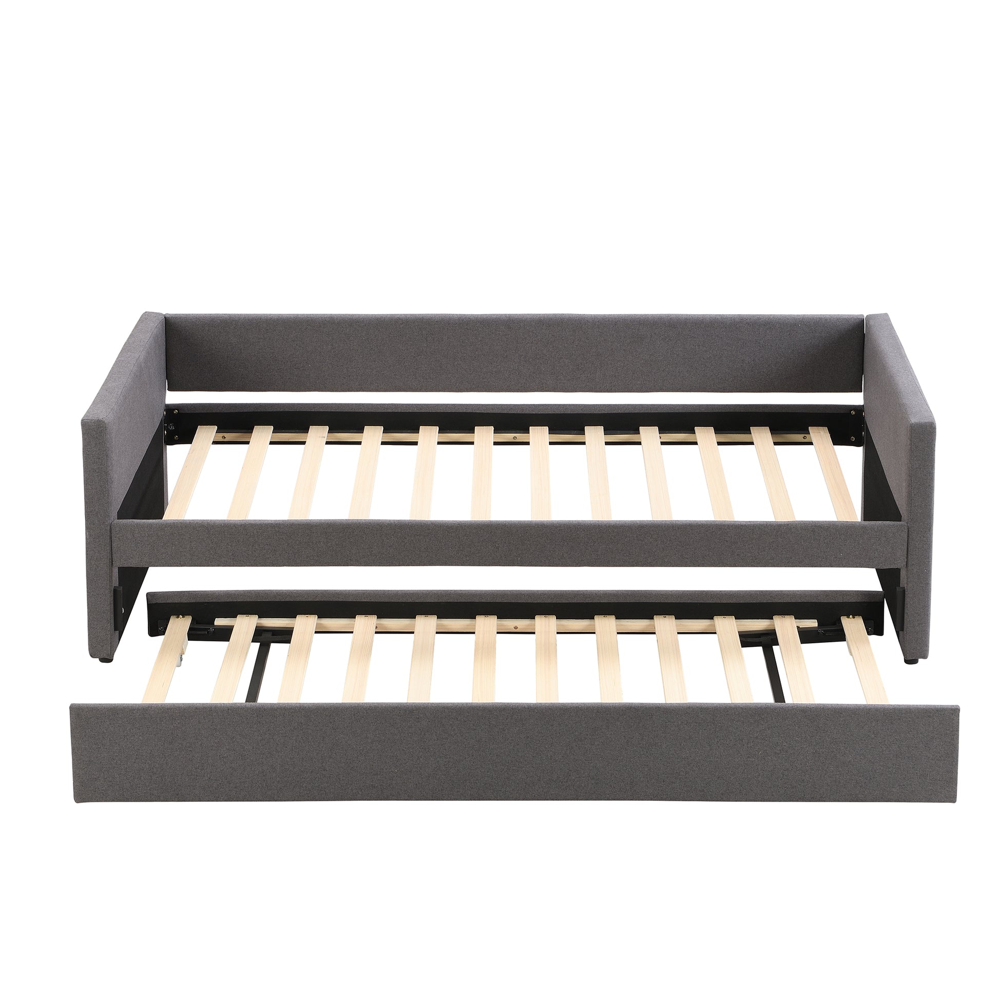 90x200 cm Upholstered Sofa Bed with Pull-Out Trundle Bed