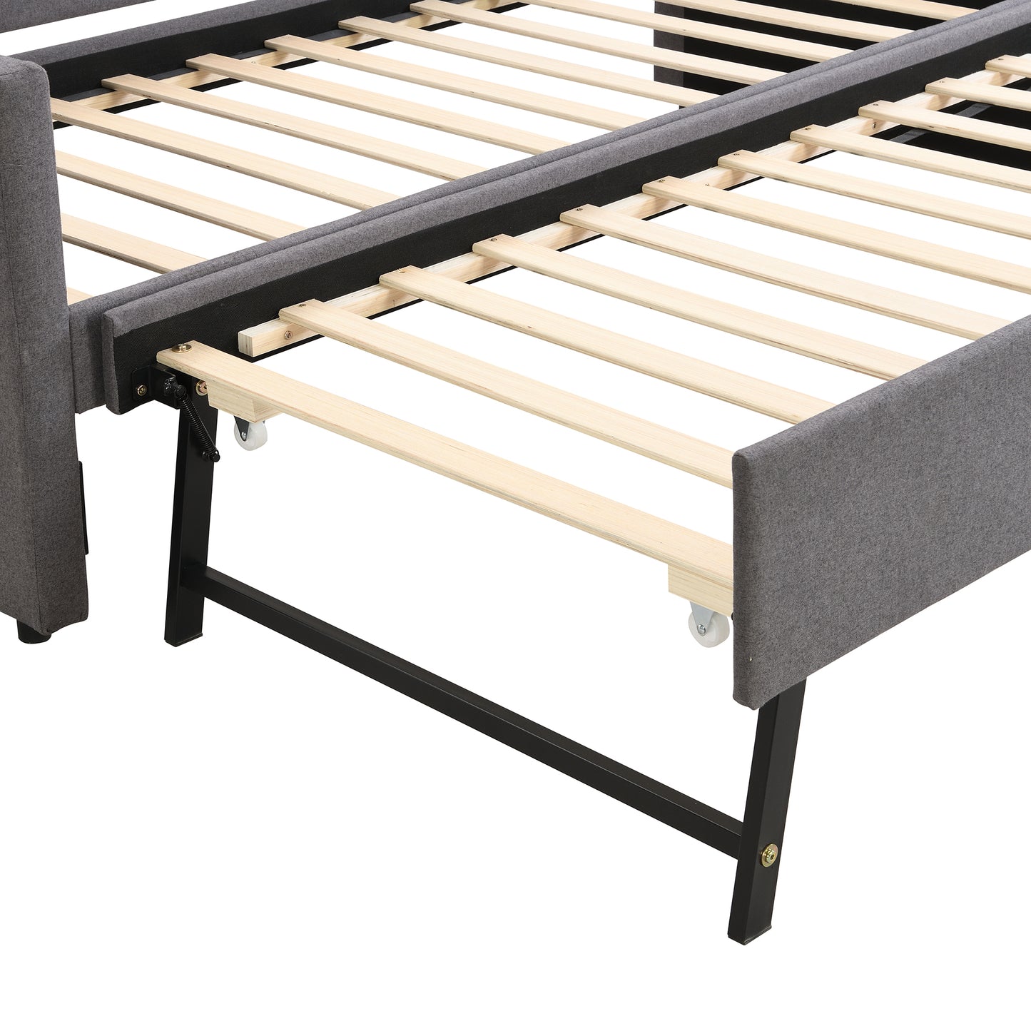 90x200 cm Upholstered Sofa Bed with Pull-Out Trundle Bed