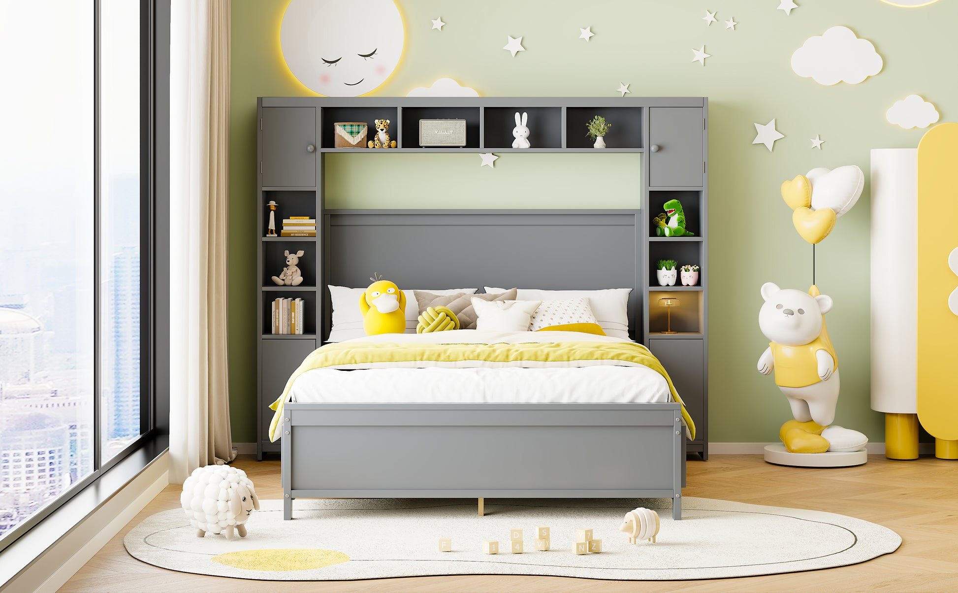 140x200 cm Full Size Platform Storage Bed