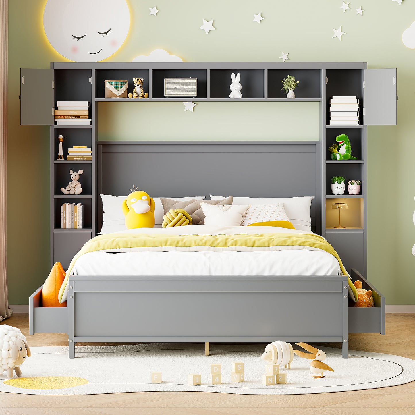 140x200 cm Full Size Platform Storage Bed