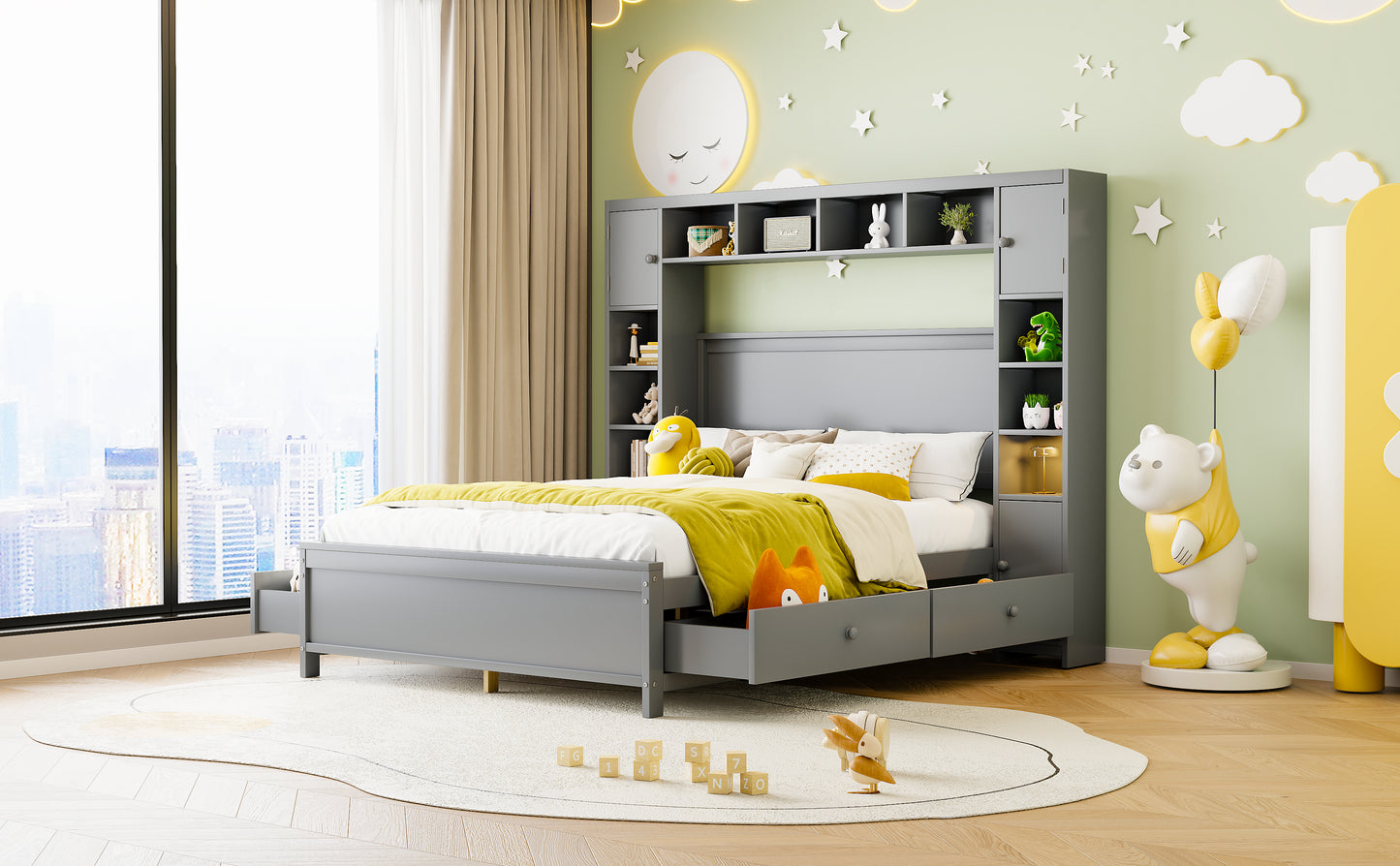 140x200 cm Full Size Platform Storage Bed