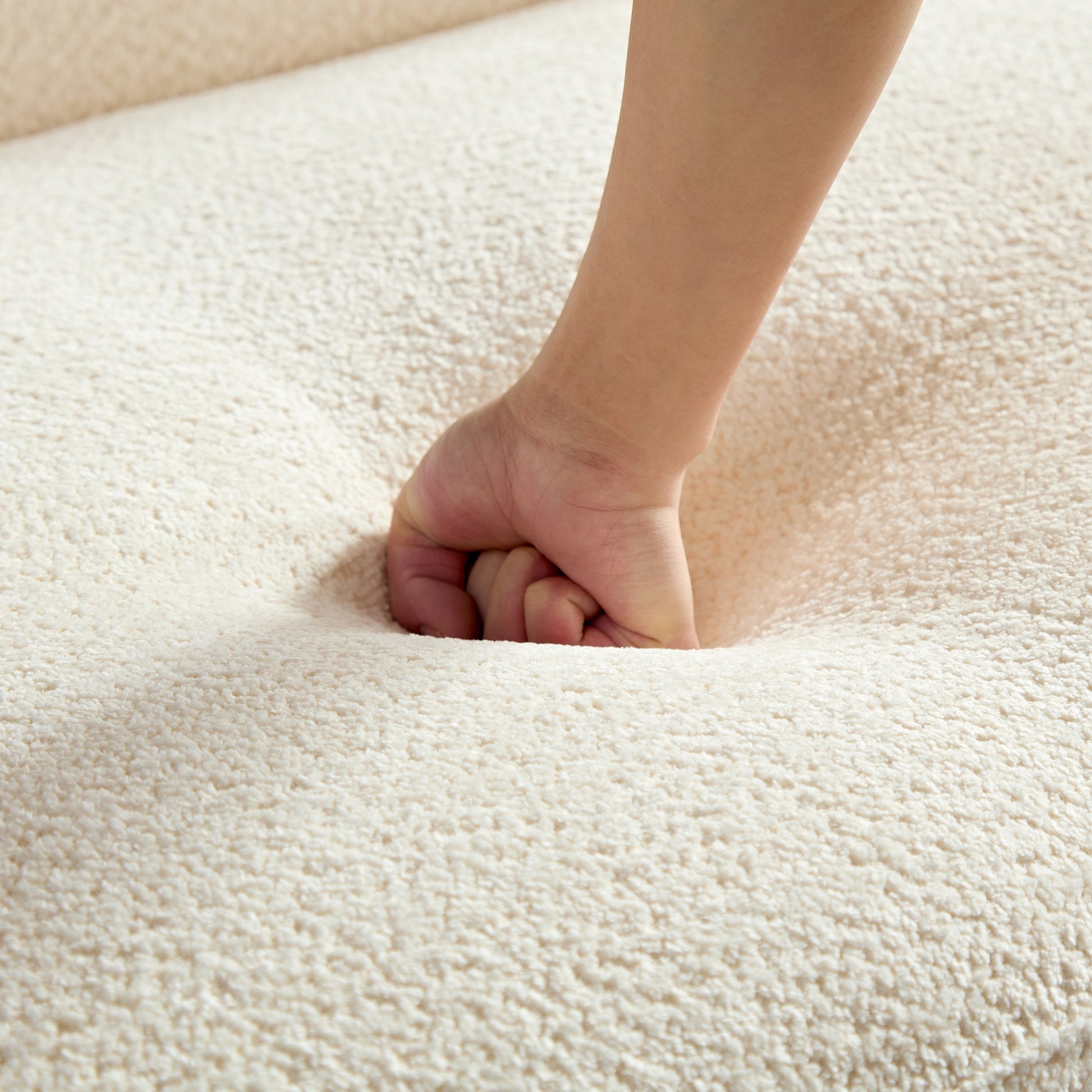 3 Seater Lambswool Fabric Sofa with High-Density Sponge Filling