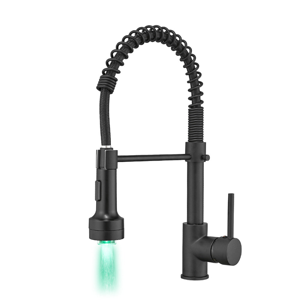 LED Commercial Kitchen Faucet with Pull Down Sprayer, Single Handle, Single Lever Kitchen Sink Faucet