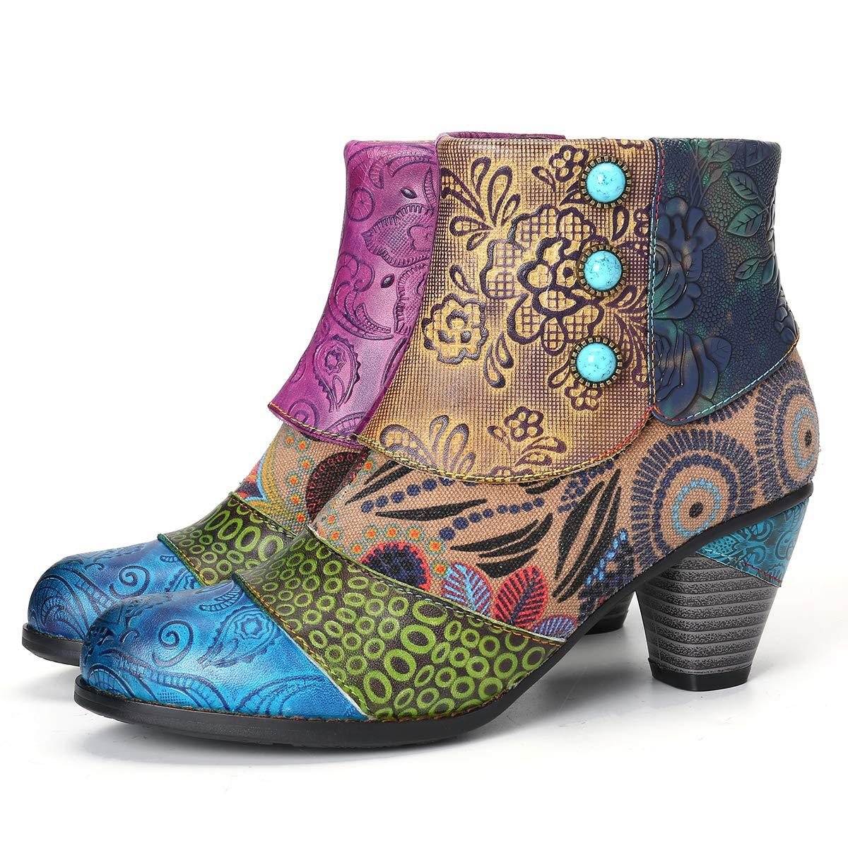Women's Boho Patchwork Ankle Boots
