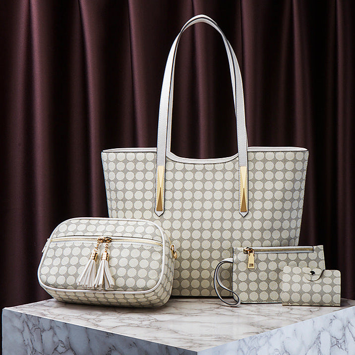 4-Piece Polka PU Leather Handbag Set