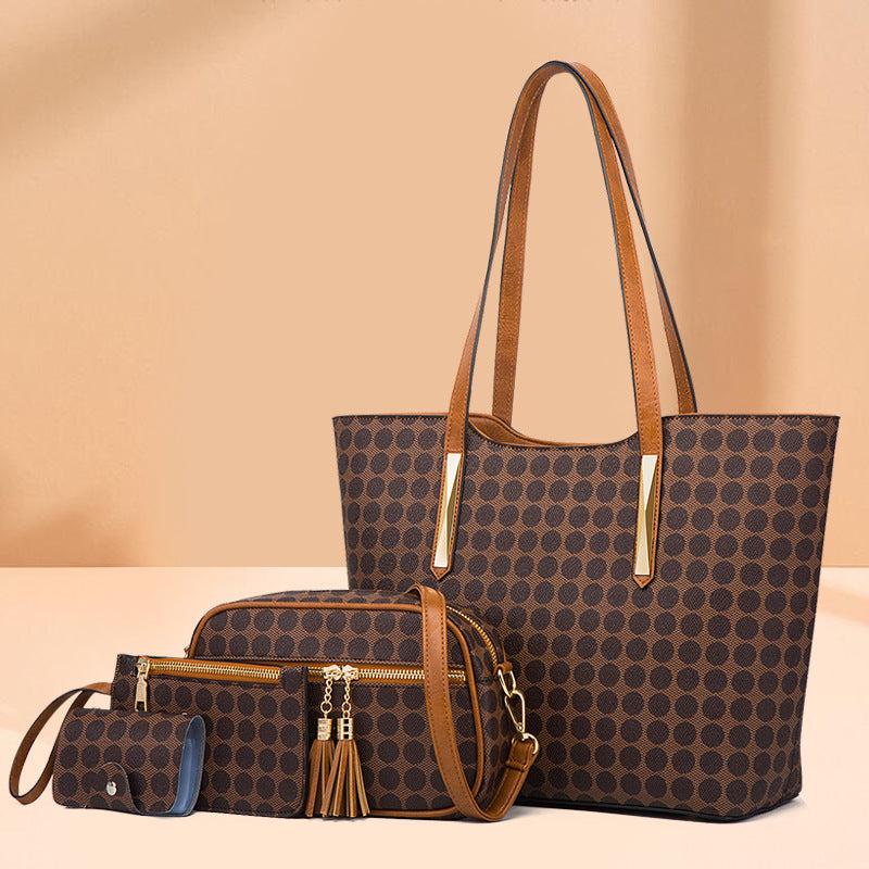 4-Piece Polka Dot Women's Handbag Set