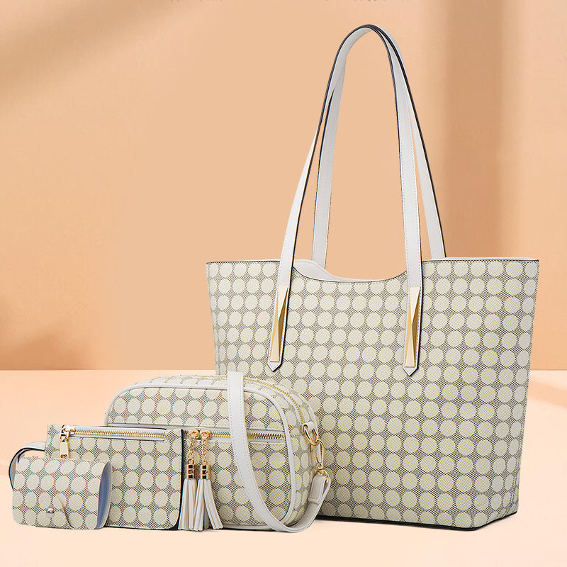 4-Piece Polka Dot Women's Handbag Set