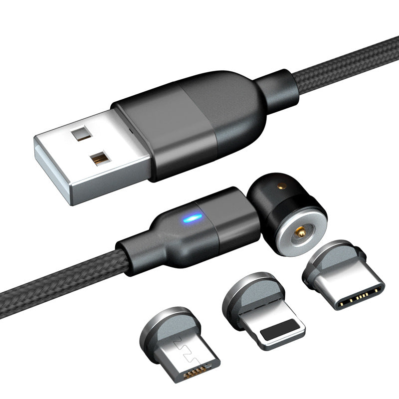 Rotate Magnetic Fast Charging Cable with Suction Heads for Android, Type-C, Apple