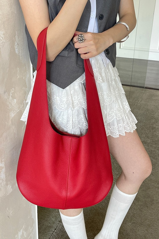 Slouchy Hobo Shoulder Bag – Genuine Cowhide Leather