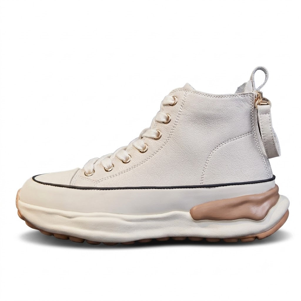 Women's High-Top Leather Platform Sneakers