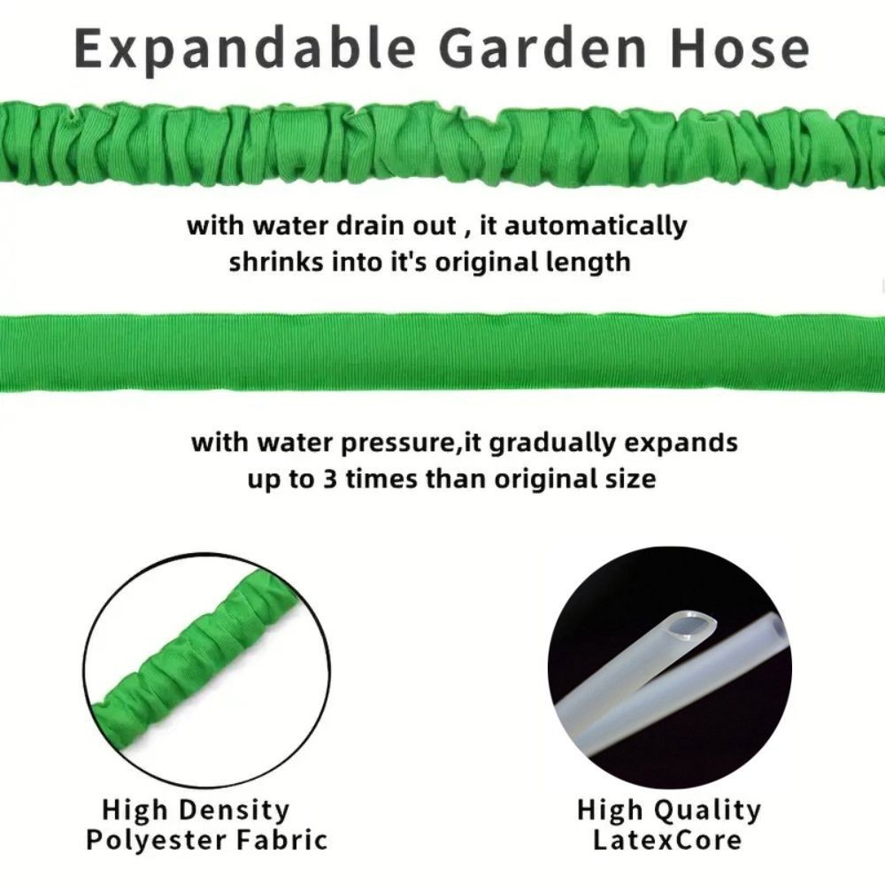 25-200ft Flexible Expandable Hose with Nozzle, Universal Standard Thread