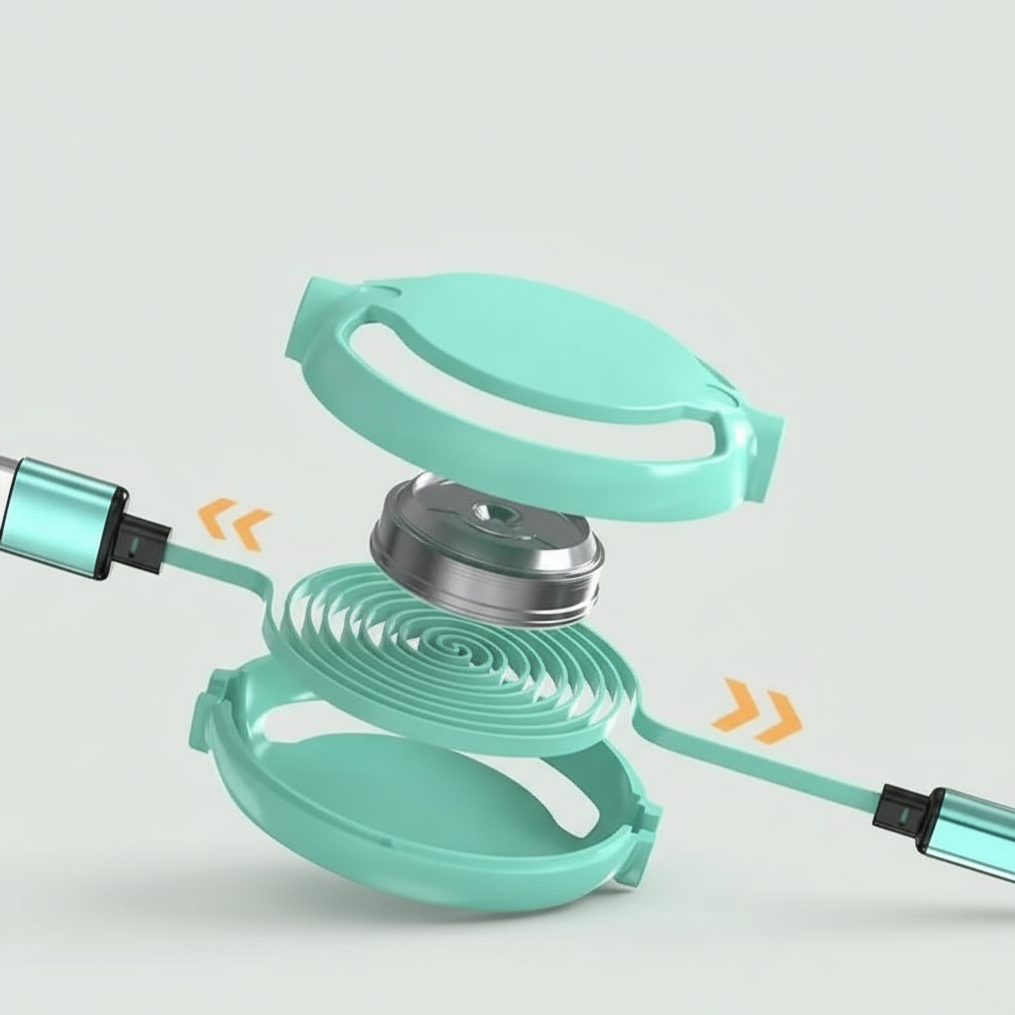 3-in-1 Retractable Multi-Charging Cable, Type-C, Micro, and Lightning Connectors