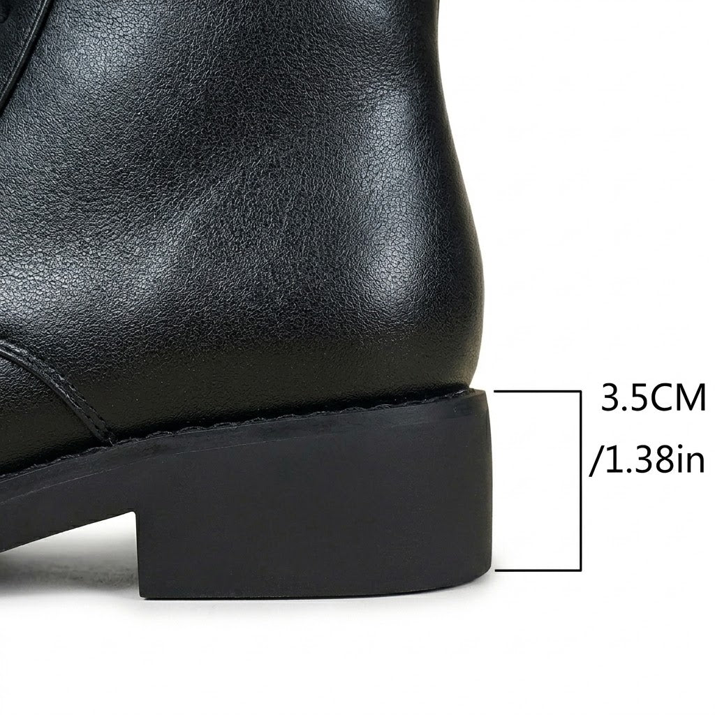 Riding Style Knee-High Boots with Side Zipper
