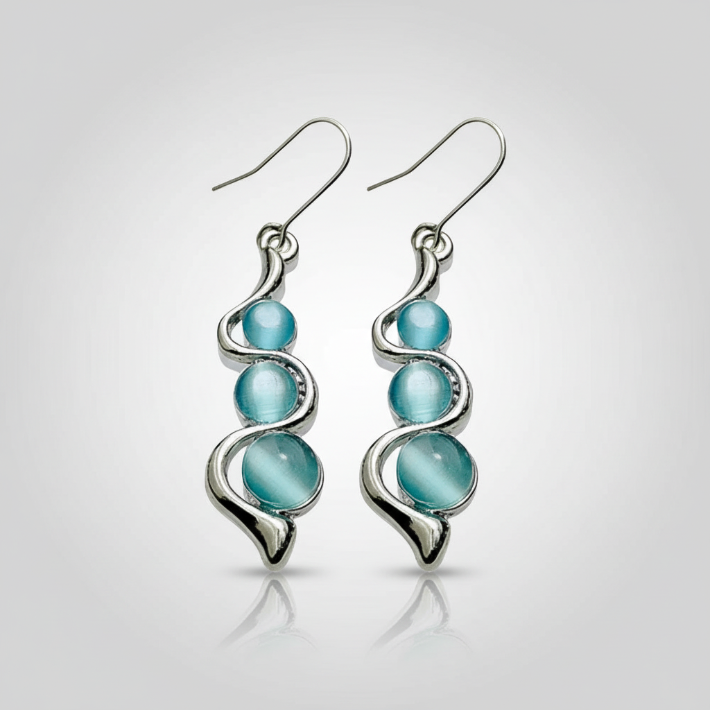 Blue Moonstone Earrings with Resin Stone Beads
