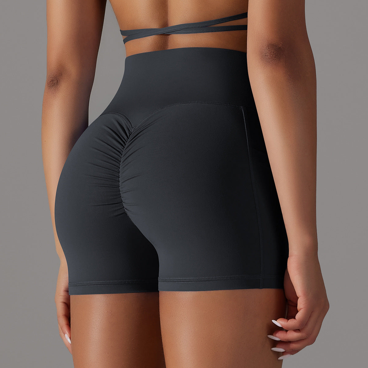 High Waisted Scrunch-Butt Yoga/Workout Shorts with Side Pocket