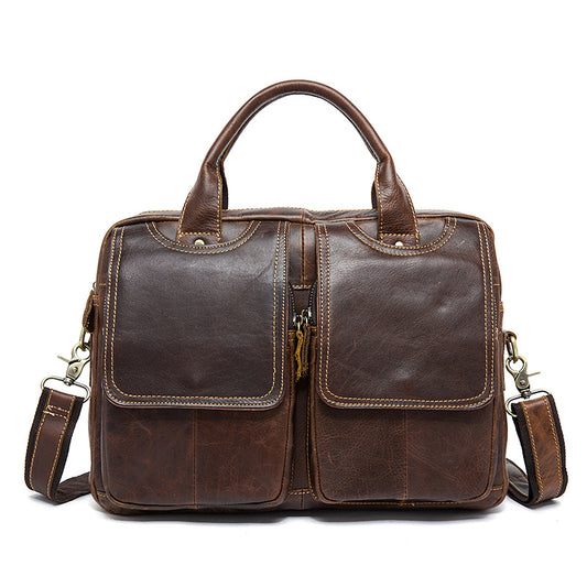Men's Vintage-Style Briefcase/Messenger Bag – Genuine Leather