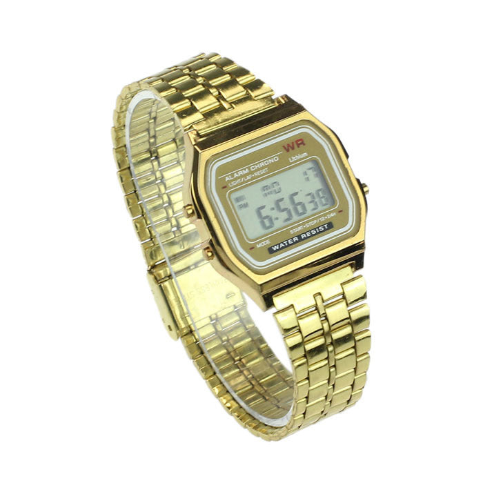 Gold-Toned Stainless Steel Digital Watch