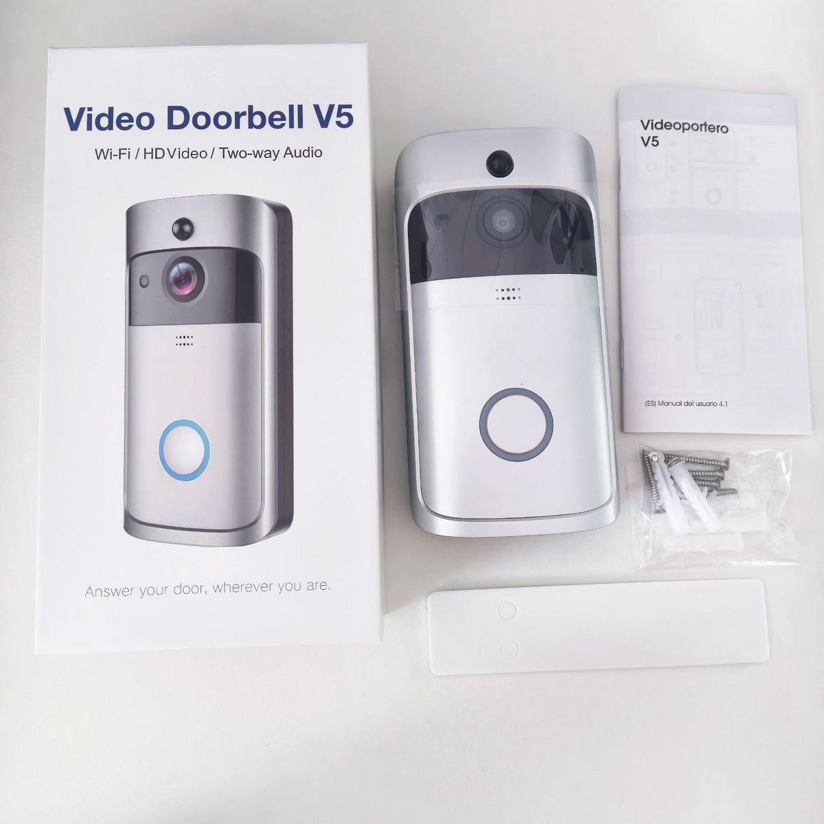 720p HD V5 Smart WiFi Video Doorbell with Night Vision, PIR Motion Detection and Two-Way Audio