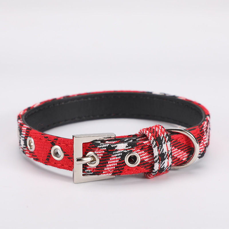 PU Leather Scottish Plaid Dog Collar