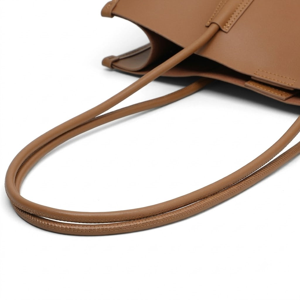 Minimalist Shoulder Tote – Genuine Cowhide Leather