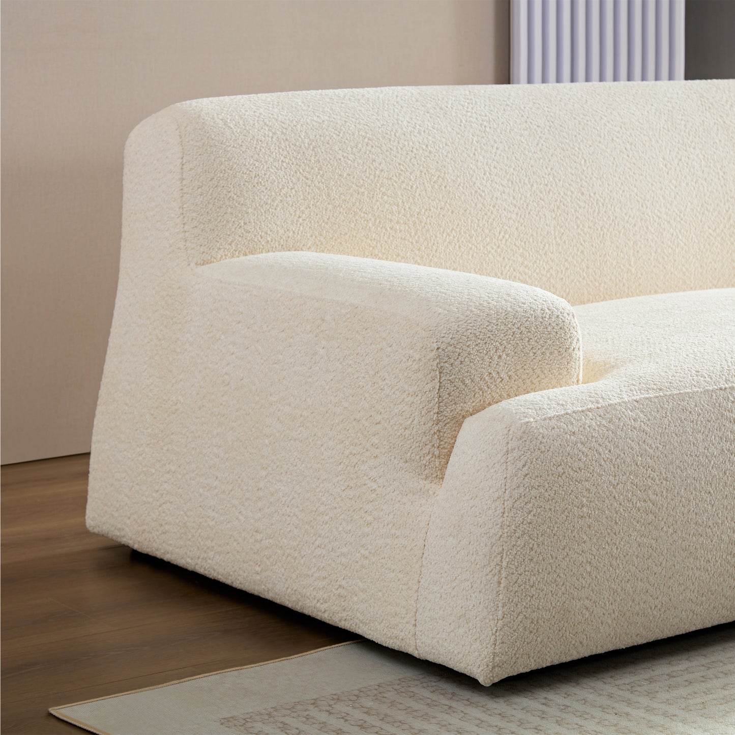 3 Seater Lambswool Fabric Sofa with High-Density Sponge Filling
