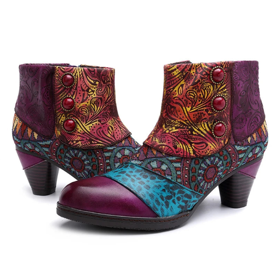 Women's Boho Patchwork Ankle Boots