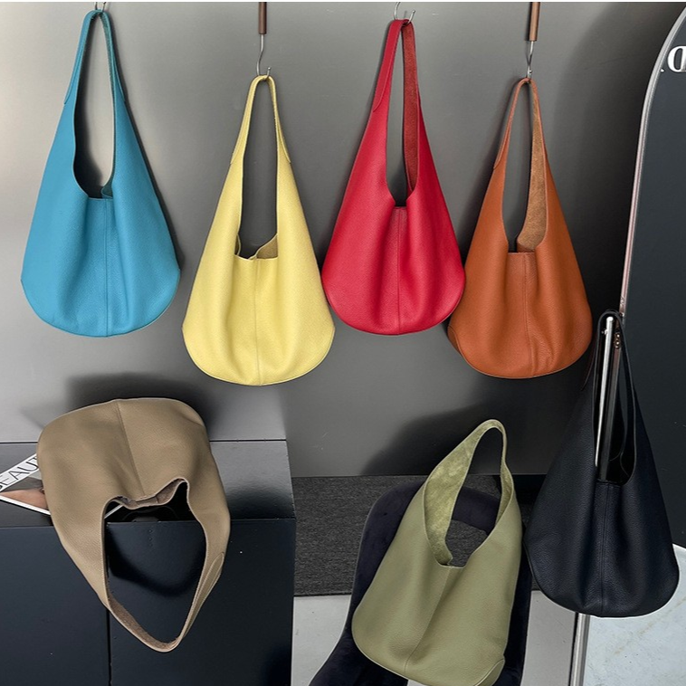 Slouchy Hobo Shoulder Bag – Genuine Cowhide Leather