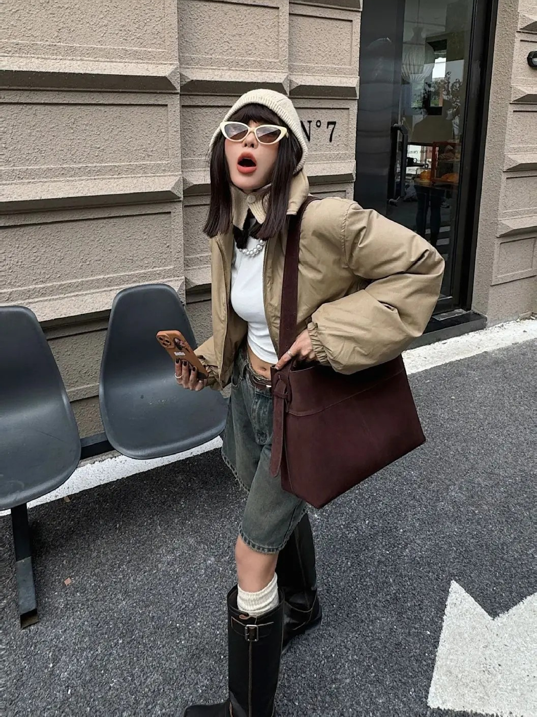 Retro Suede Slouchy Tote Bag