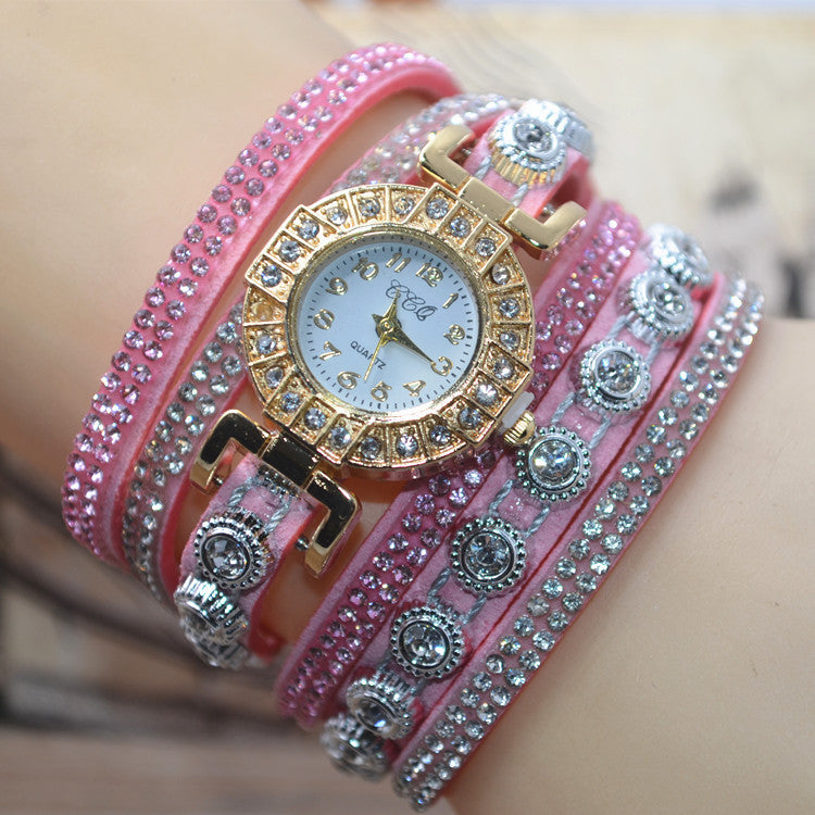 Rhinestone Multi-Layered Bracelet Watch