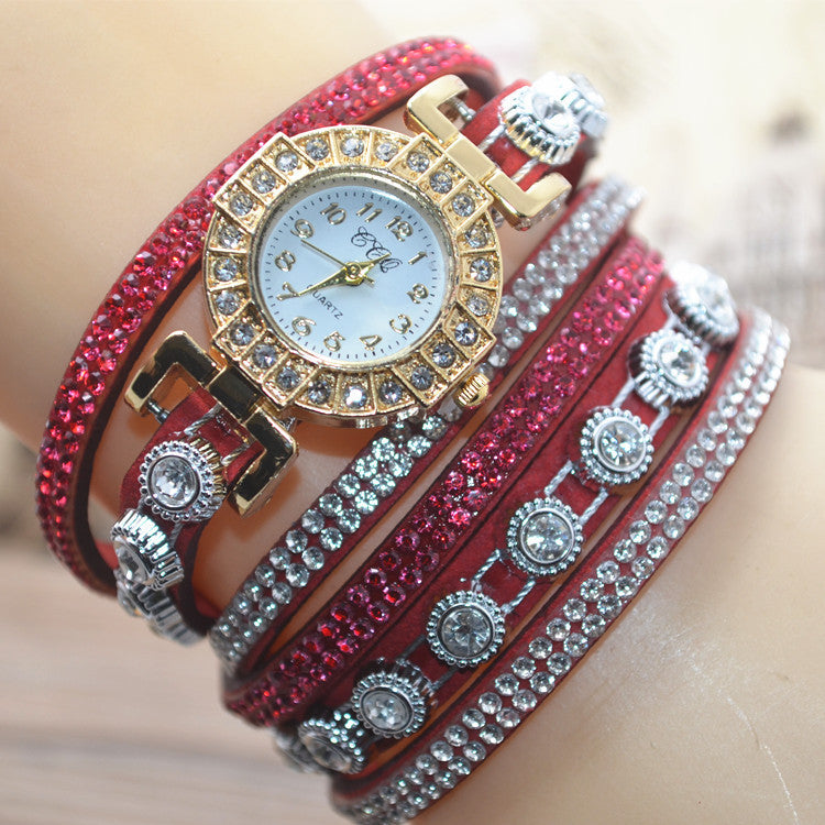 Rhinestone Multi-Layered Bracelet Watch