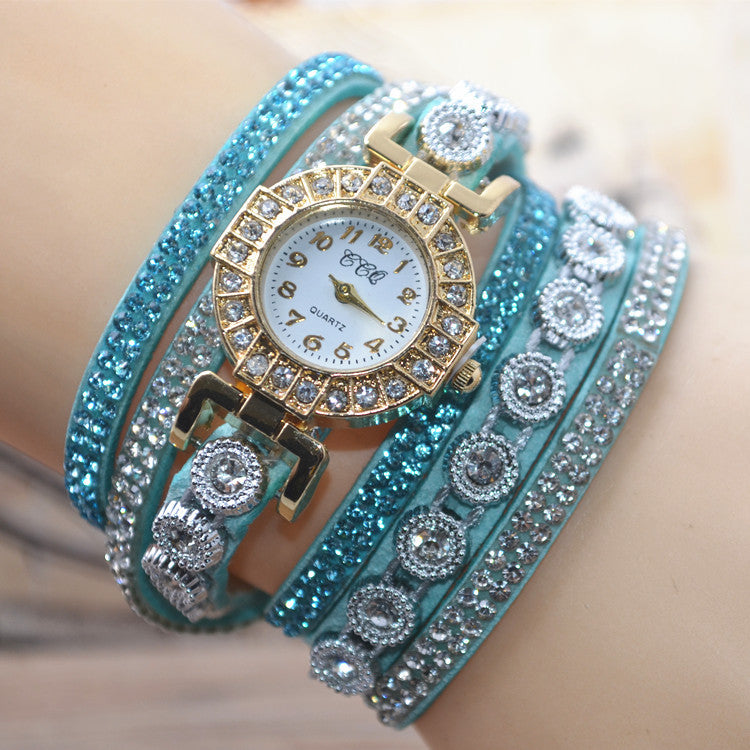 Rhinestone Multi-Layered Bracelet Watch