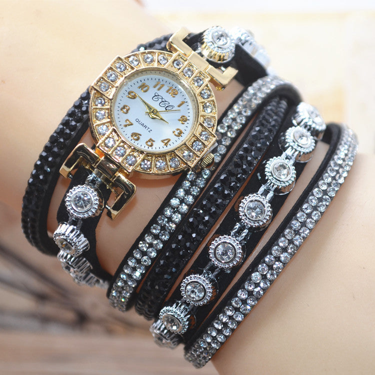 Rhinestone Multi-Layered Bracelet Watch