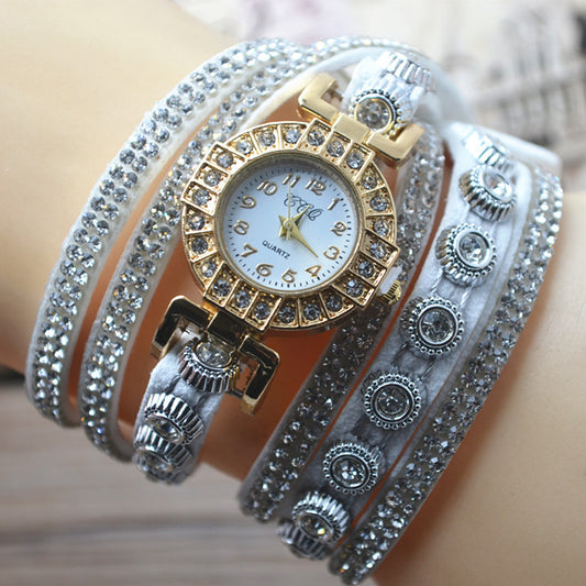 Rhinestone Multi-Layered Bracelet Watch