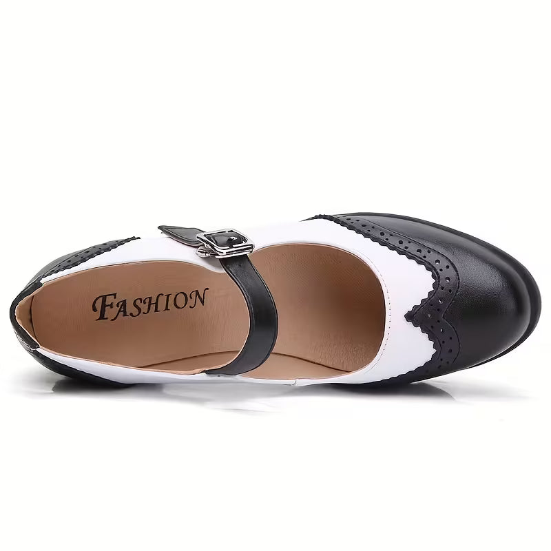 Genuine Leather Platform Oxford Mary Jane Pumps
