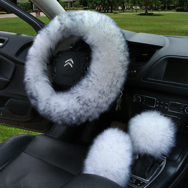 3Pcs Fluffy Steering Wheel/Gear Shift/Handbrake Cover