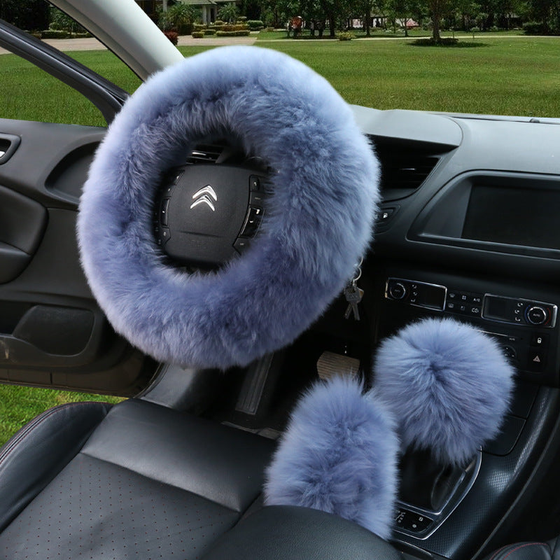 3Pcs Fluffy Steering Wheel/Gear Shift/Handbrake Cover