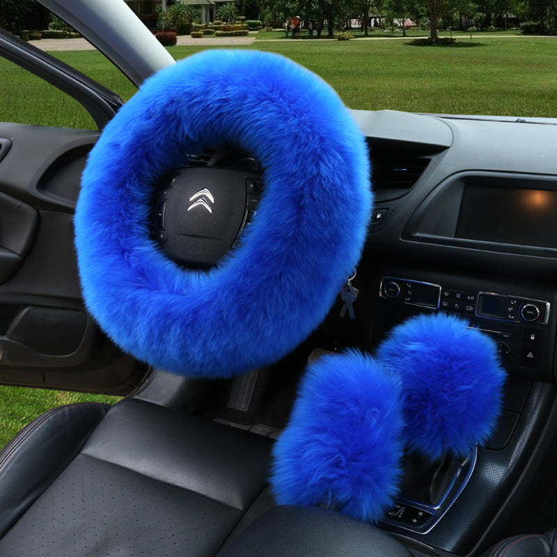 3Pcs Fluffy Steering Wheel/Gear Shift/Handbrake Cover