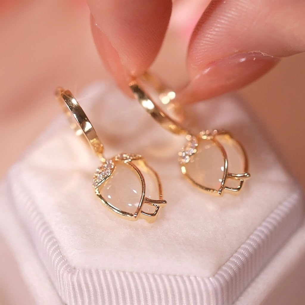 Opal Tulip Huggie Earrings