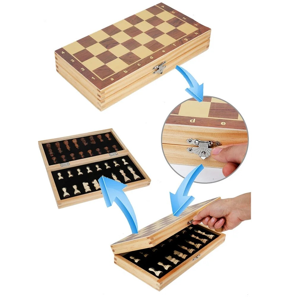 Magnetic Solid Wood Folding Chess Set